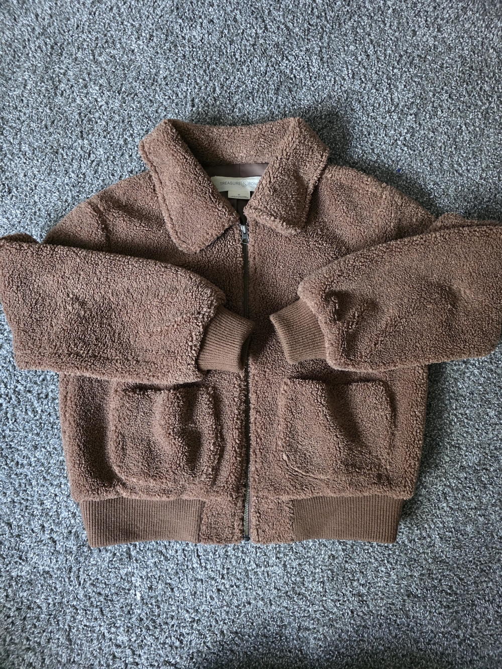 Treasure & Bond Brown Sherpa Zip Jacket